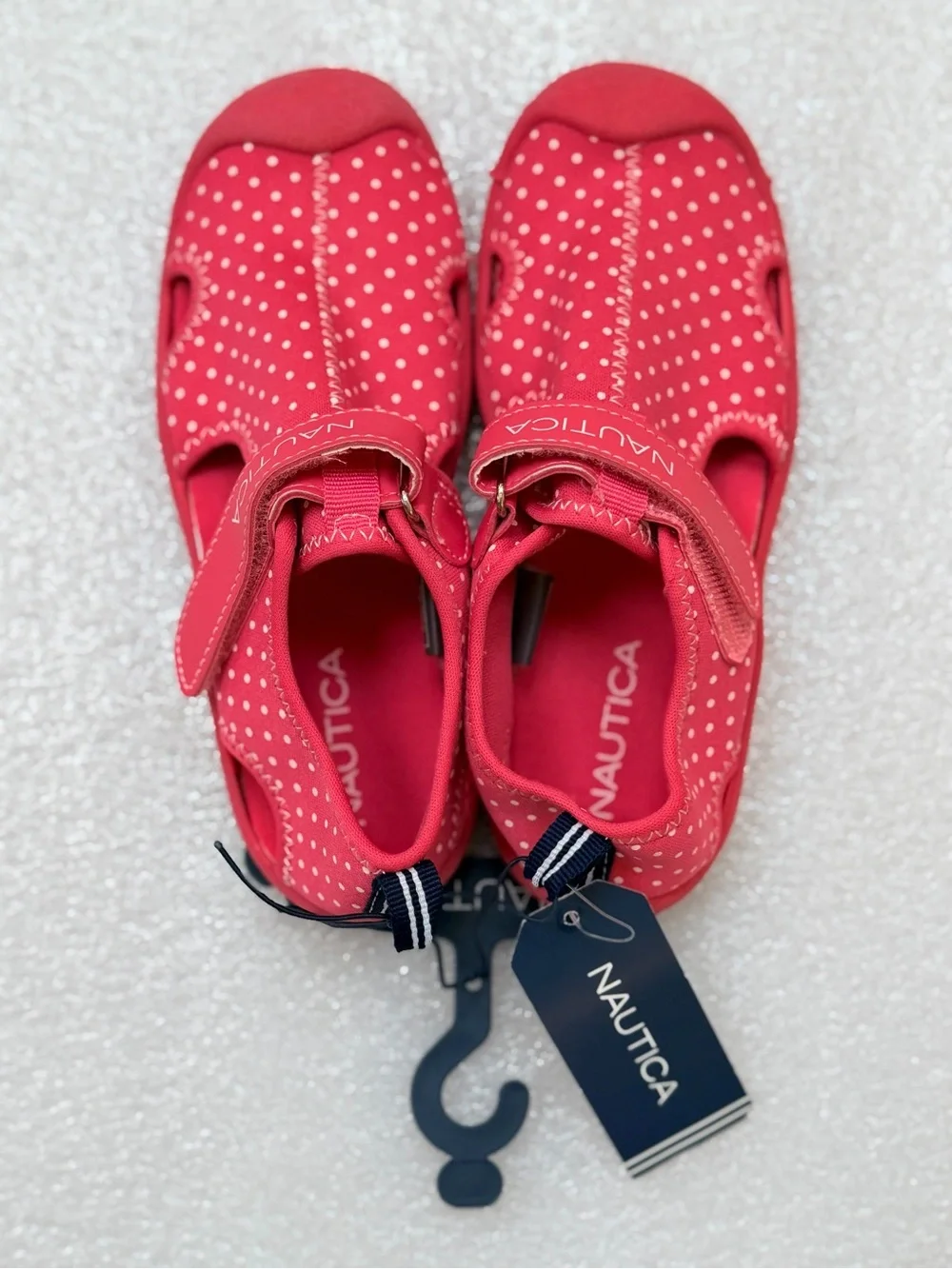 NEW Nautica Girls Pink/White Polka Dot Protective Closed-Toe Water Shoes Size 12